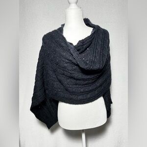 Long Dark Blue Knit Scarf Wrap